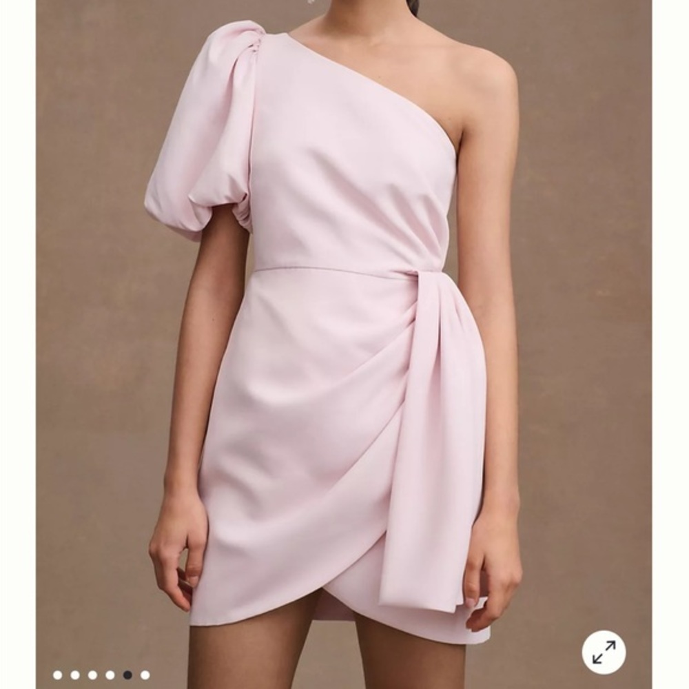 Sachin & Babi Caroline Taffeta One-Shoulder Bow Mini Dress blush pink rose NWT 0